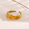 Ladies Stainless Steel Geometric Twist Finger Ring With Electroplating Design