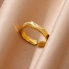 Ladies Stainless Steel Gold Plated Adjustable Wave Opening Ring With Electroplating