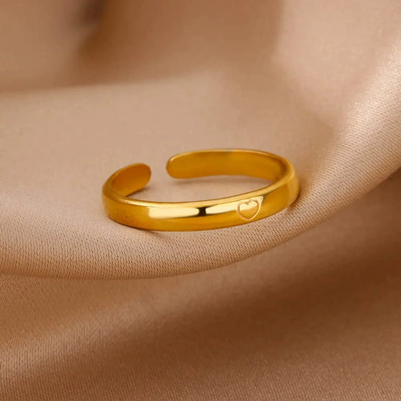 Ladies Stainless Steel Gold Plated Adjustable Wave Opening Ring With Electroplating