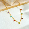 Ladies Stainless Steel Gold Plated Heart Shape Rhinestone Love Pendant Clavicle Chain Necklace Fashion Style