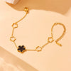 Ladies Stainless Steel Goldplated Bracelet With Flower Hollow Design And Korean Fashion Style