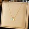 Ladies Stainless Steel Goldplated Necklace With Fashion Simple Fresh Oil Dripping Blue Starfish Pendant And Snake Bone Chain