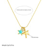 Ladies Stainless Steel Goldplated Necklace With Fashion Simple Fresh Oil Dripping Blue Starfish Pendant And Snake Bone Chain