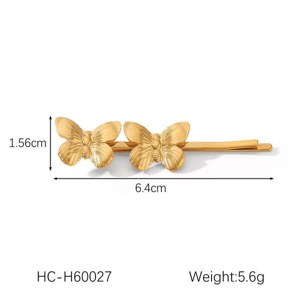 Ladies Stainless Steel Hairpin With Pearl And Flower Design Electroplated