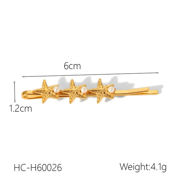 Ladies Stainless Steel Hairpin With Pearl And Flower Design Electroplated