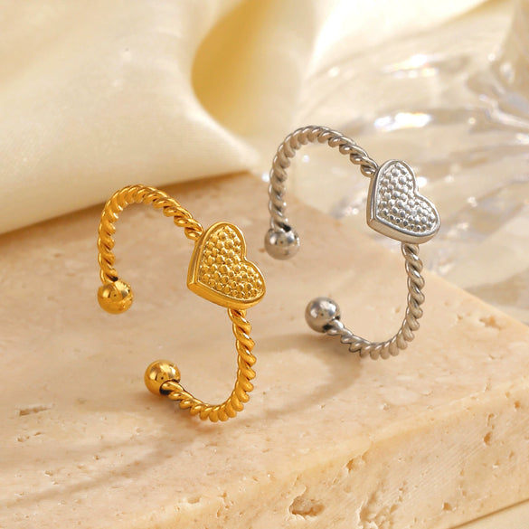 Ladies Stainless Steel Heart Shape Electroplating Love Ring