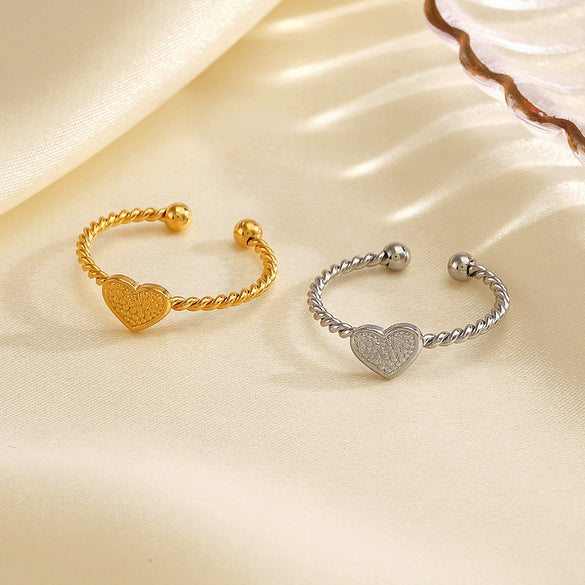 Ladies Stainless Steel Heart Shape Electroplating Love Ring