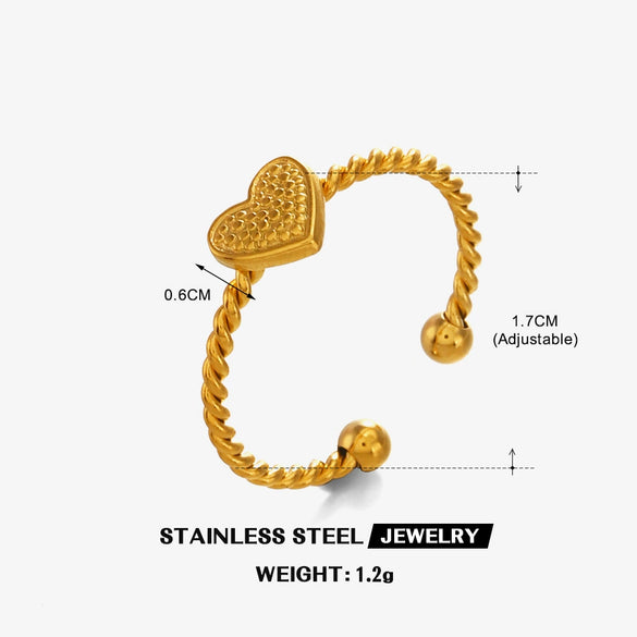Ladies Stainless Steel Heart Shape Electroplating Love Ring