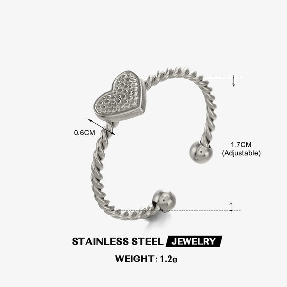 Ladies Stainless Steel Heart Shape Electroplating Love Ring
