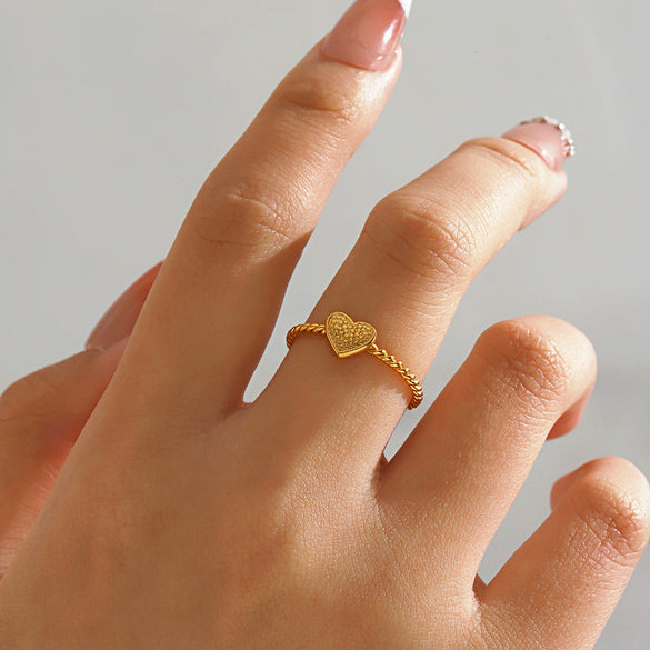 Ladies Stainless Steel Heart Shape Electroplating Love Ring