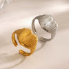 Ladies Stainless Steel Heart Shaped Striped Electroplated Love Ring