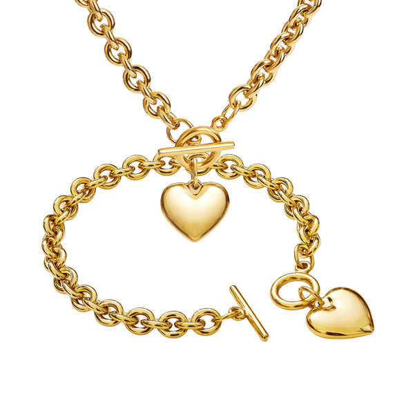 Ladies Stainless Steel Heartshaped Accessories Set With Polishing Treatment