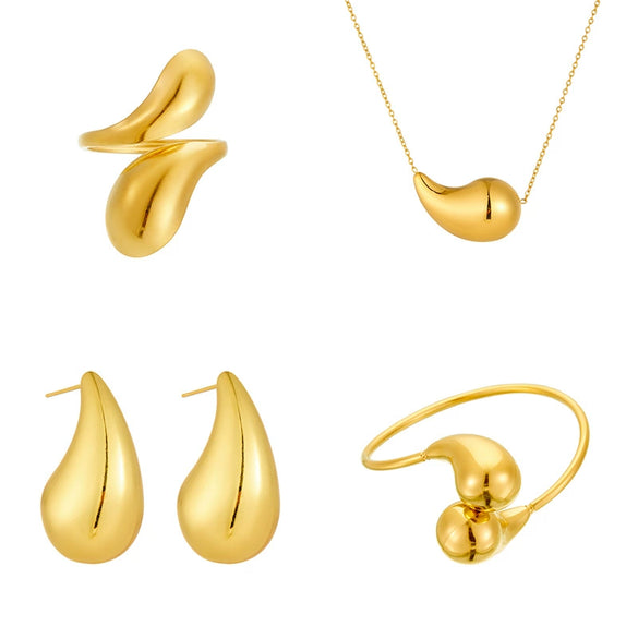 Ladies Stainless Steel Hollow Smooth Water Drop Bracelet With Love Bells Pattern Electroplated