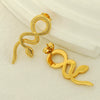 Ladies 316L Stainless Steel 18K Gold Plated Snake Earrings Animal Style
