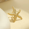 Ladies Stainless Steel Open Metal Starfish Ring Electroplated Light Luxury Style