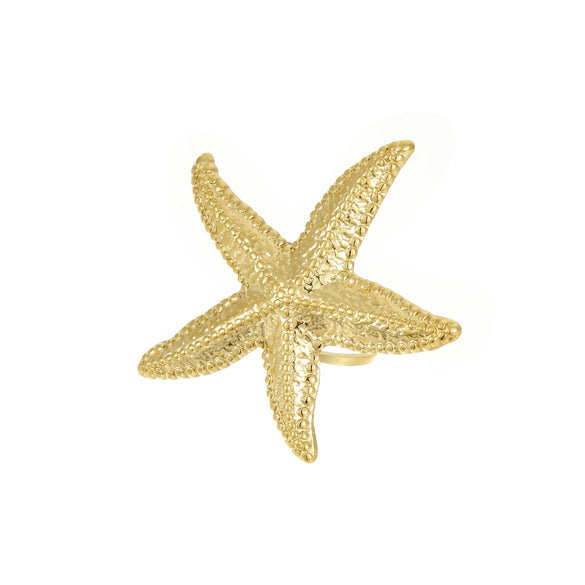 Ladies Stainless Steel Open Metal Starfish Ring Electroplated Light Luxury Style