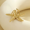 Ladies Stainless Steel Open Metal Starfish Ring Electroplated Light Luxury Style