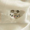 Ladies Stainless Steel Open Personality Ring With Color Zircon Electroplated In Geometric Style
