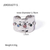 Ladies Stainless Steel Open Personality Ring With Color Zircon Electroplated In Geometric Style