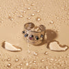 Ladies Stainless Steel Open Personality Ring With Color Zircon Electroplated In Geometric Style
