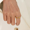 Ladies Stainless Steel Open Ring With Rattan Design And Leaf Pattern 18K Gold Plated