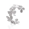 Ladies Stainless Steel Open Wide Edition Hollow Geometric Flower Leaf Exaggerated Style Electroplated Bracelet