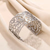 Ladies Stainless Steel Open Wide Edition Hollow Geometric Flower Leaf Exaggerated Style Electroplated Bracelet