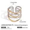Ladies Stainless Steel Ring With Gold And Silver Color Matching Geometric Pattern And Electroplating