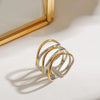 Ladies Stainless Steel Ring With Gold And Silver Color Matching Geometric Pattern And Electroplating