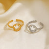 Ladies Stainless Steel Ring With Smiley Facial Features 18K Goldplated Electroplating Style
