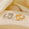 Ladies Stainless Steel Ring With Smiley Facial Features 18K Goldplated Electroplating Style