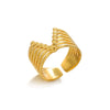 Ladies Stainless Steel Ring With Vletter Design And Real Gold Plating Retro And Stylish