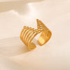 Ladies Stainless Steel Ring With Vletter Design And Real Gold Plating Retro And Stylish