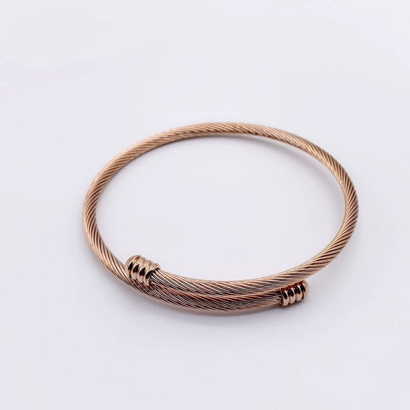 Ladies Stainless Steel Spiral Adjustable Bracelet With Electroplated Finish Elegant Coil Style Jewelry