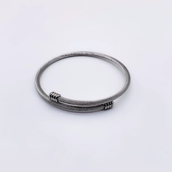 Ladies Stainless Steel Spiral Adjustable Bracelet With Electroplated Finish Elegant Coil Style Jewelry