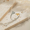 Ladies Stainless Steel Star And Moon Color Matching Geometric Ring With Electroplating Opening Elegant Non Fading Waterproof Jewelry