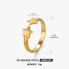Ladies Stainless Steel Star Open Ring Electroplated