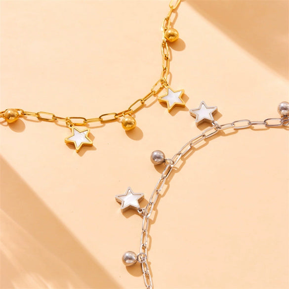 Ladies Stainless Steel Star Shape Pendant Bracelet With Fashion Design And Vacuum Plating