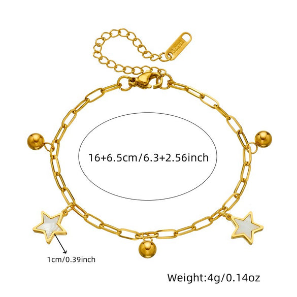 Ladies Stainless Steel Star Shape Pendant Bracelet With Fashion Design And Vacuum Plating