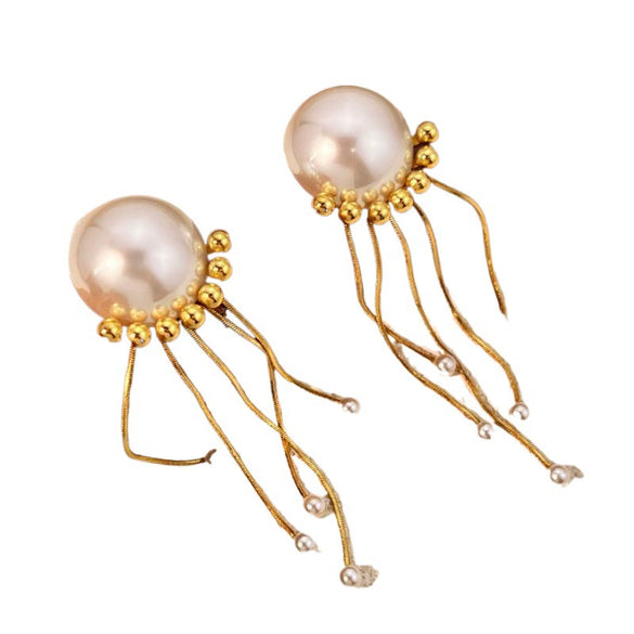 Ladies Stainless Steel Titanium Steel Retro Geometric Style Electroplated Tassel Earrings