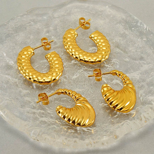 Ladies 316L Stainless Steel U Shaped Electroplated Earrings