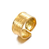 Ladies Stainless Steel Wide Opening Adjustable Geometric Ring With Electroplating Design