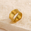 Ladies Stainless Steel Wide Opening Adjustable Geometric Ring With Electroplating Design