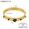 Ladies 316L Stainless Steel Zircon Czech Glass Four Leaf Flower Buckle Gear Bracelet Light Luxury Style 18K Gold Plated