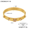 Ladies 316L Stainless Steel Zircon Czech Glass Four Leaf Flower Buckle Gear Bracelet Light Luxury Style 18K Gold Plated
