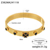 Ladies 316L Stainless Steel Zircon Czech Glass Four Leaf Flower Buckle Gear Bracelet Light Luxury Style 18K Gold Plated