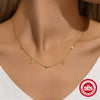 Ladies 925 Sterling Silver Classic Geometric Star Moon Stacked Necklace With Colored Diamond Electroplated Design