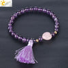 Ladies Tassel Natural Stone Crystal Beaded Minimalist Polished Bracelet