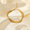 Ladies Three Layer Exquisite Flat Snake Chain Stainless Steel Bone Chain Bracelet 18K Gold Plated Geometric Style Wrist Jewelry