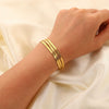 Ladies Three Layer Exquisite Flat Snake Chain Stainless Steel Bone Chain Bracelet 18K Gold Plated Geometric Style Wrist Jewelry